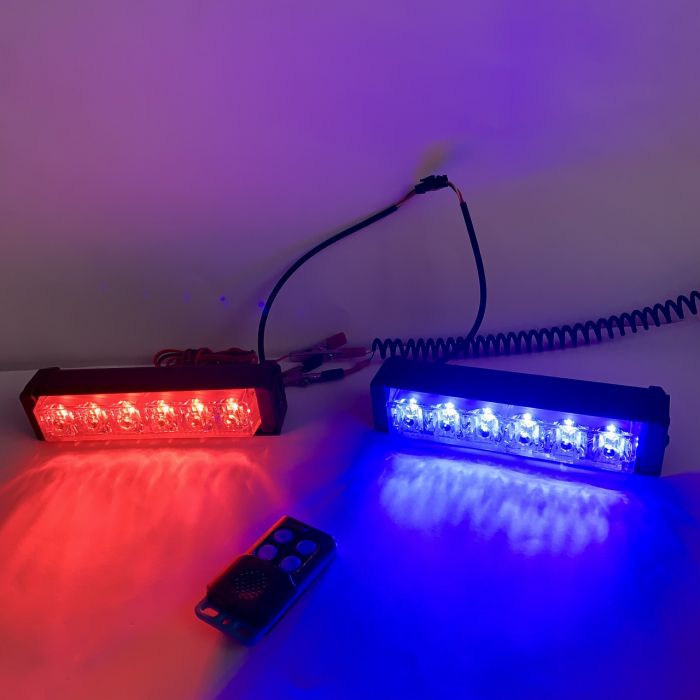 Стробоскоп в решітку синій червоний + ДХО 2в1