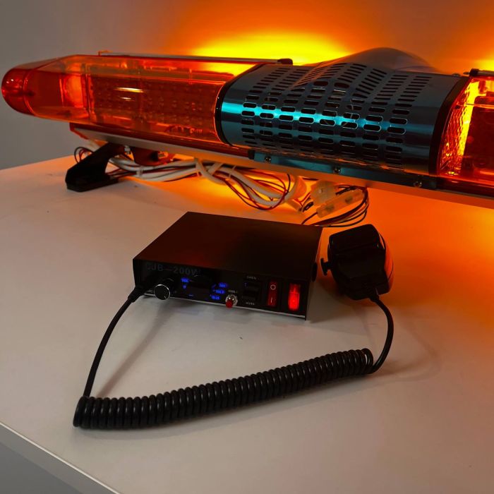 Мигалка 105см + СГУ 200ВТ на дах авто, 4 сторони / ЖОВТИЙ 160Вт 12В