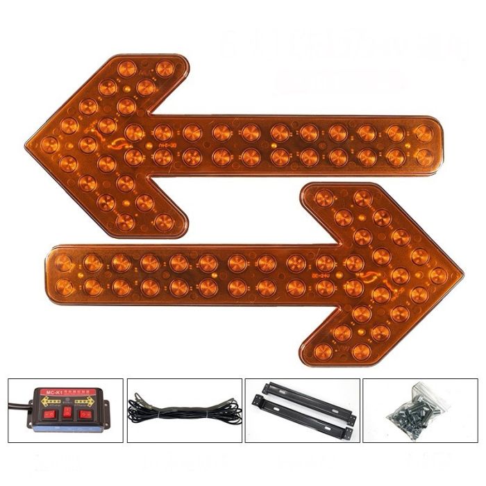 Світлодіодний покажчик напрямку руху. Жовті стрілки. Стробоскоп жовтий, мигалка.