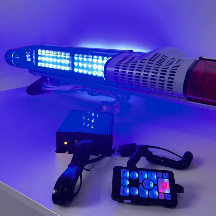 Проблисковий маячок з вбудованим СГП синьо-червоний на дах авто 120 см