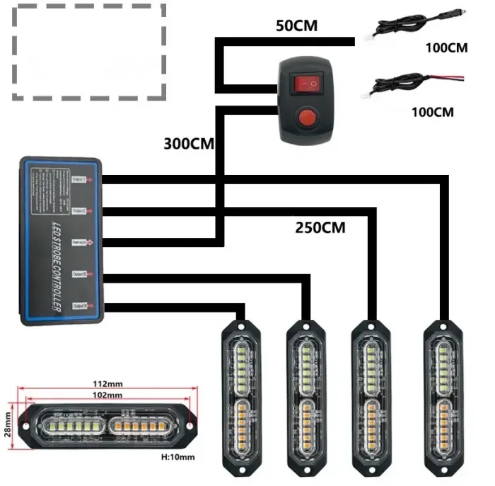 Стробоскоп мигалка в решітку автомобіля синій