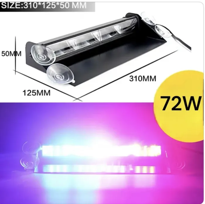 Проблисковий маячок під лобове скло 31см Стробоскоп синій