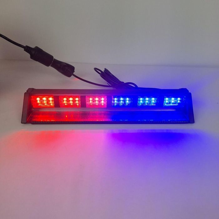 Проблисковий маячок під лобове скло 30см Стробоскоп червоний синій