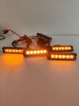 Стробоскоп мигалка в решітку радіатора авто комплект 4 шт 6led помаранчевий з дистанційним пультом