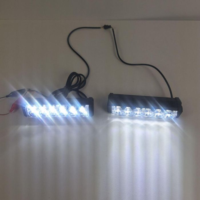 Стробоскоп, мигалка LED 36W плоска з лінзою, біла / червоно-синя, з дистанційним керуванням